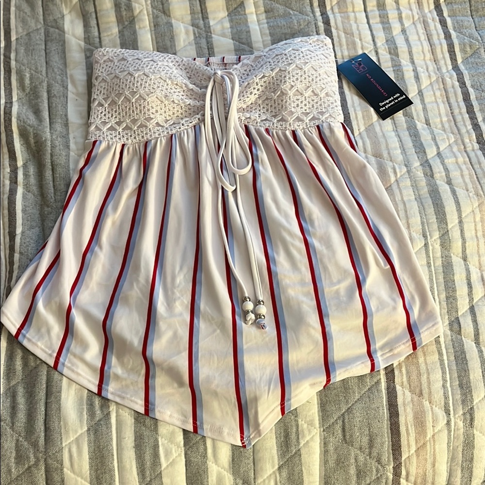 Strapless Red White and Blue Shirt